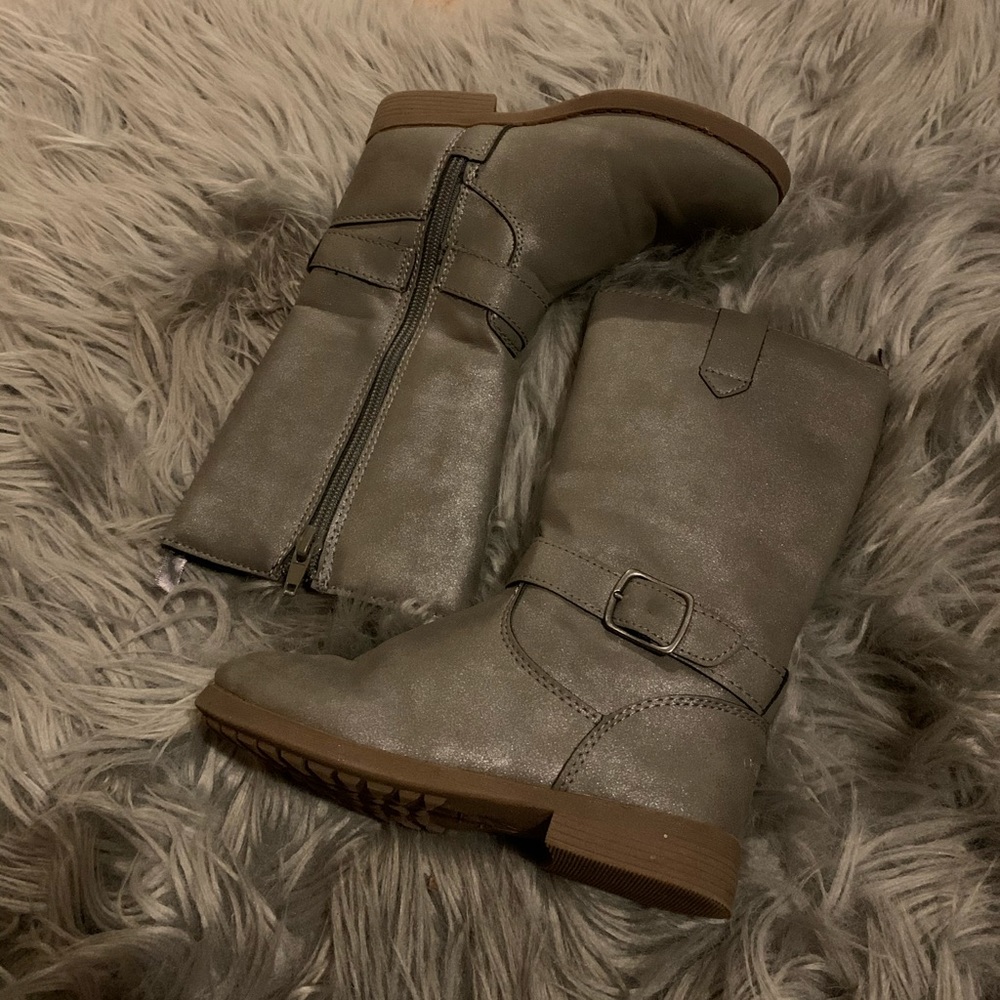 Little Girl Sparkly Grey High Boots